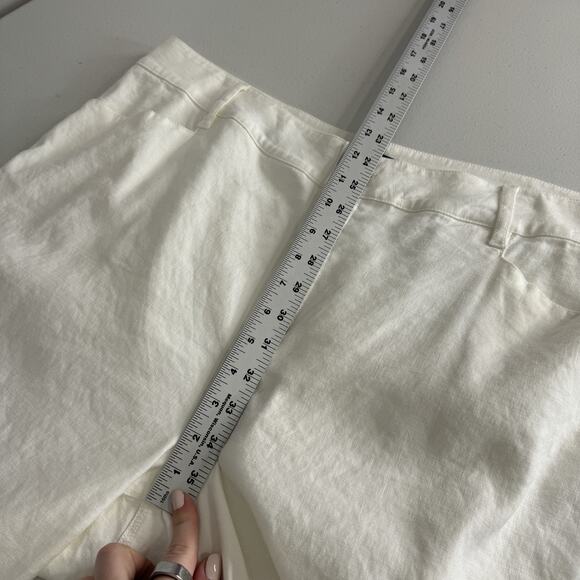 NYDJ Trouser Pants Womens 16W White In Stretch Linen Straight Leg Minimalist - Picture 12 of 16